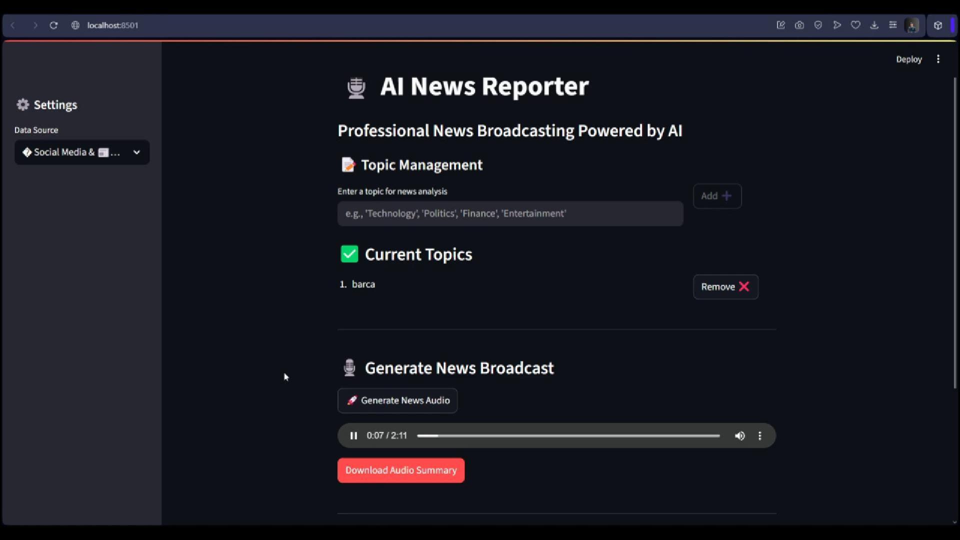 AI News Reporter project visual