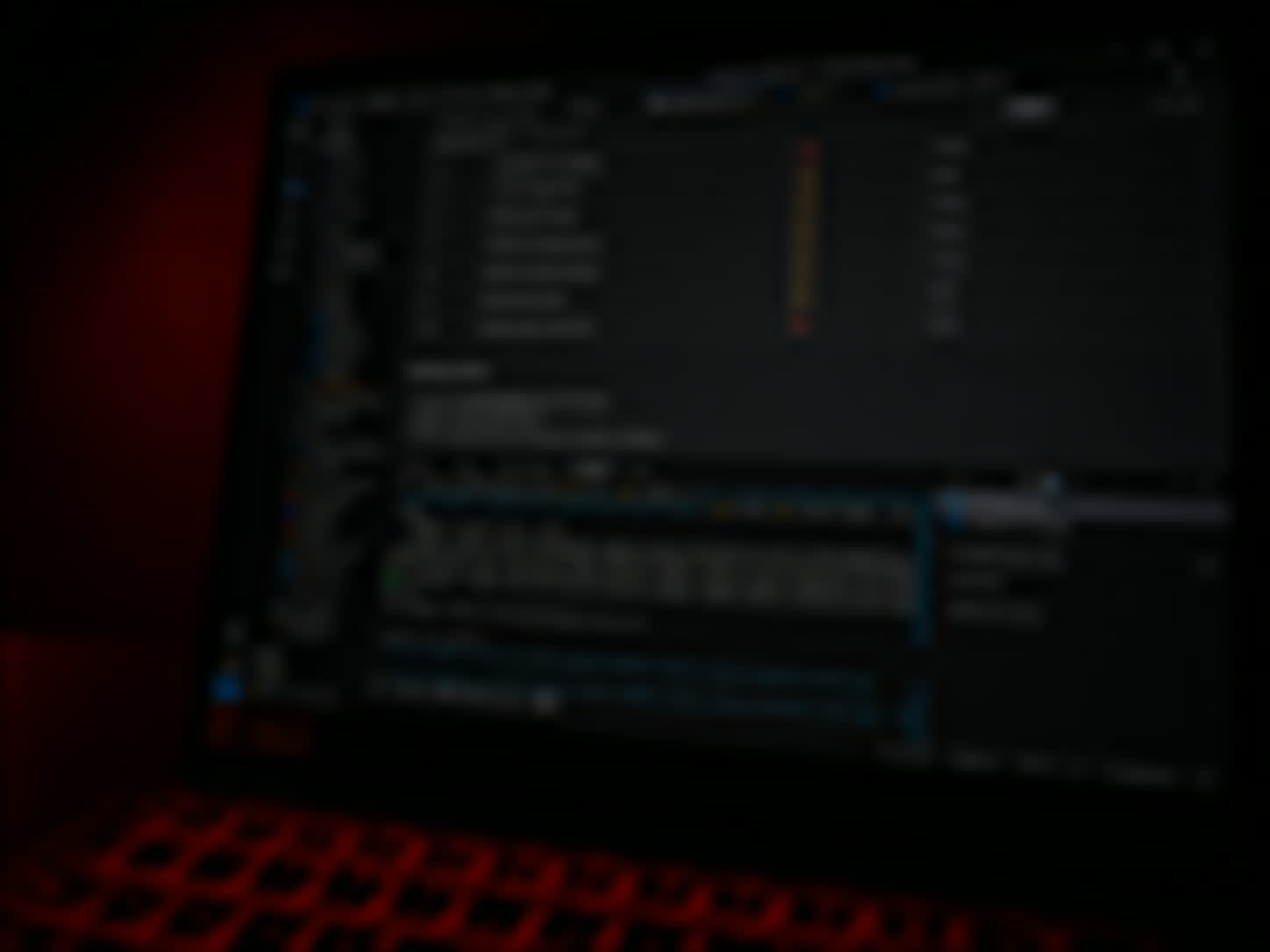 Privacy-blurred coding workspace and deployment workflow